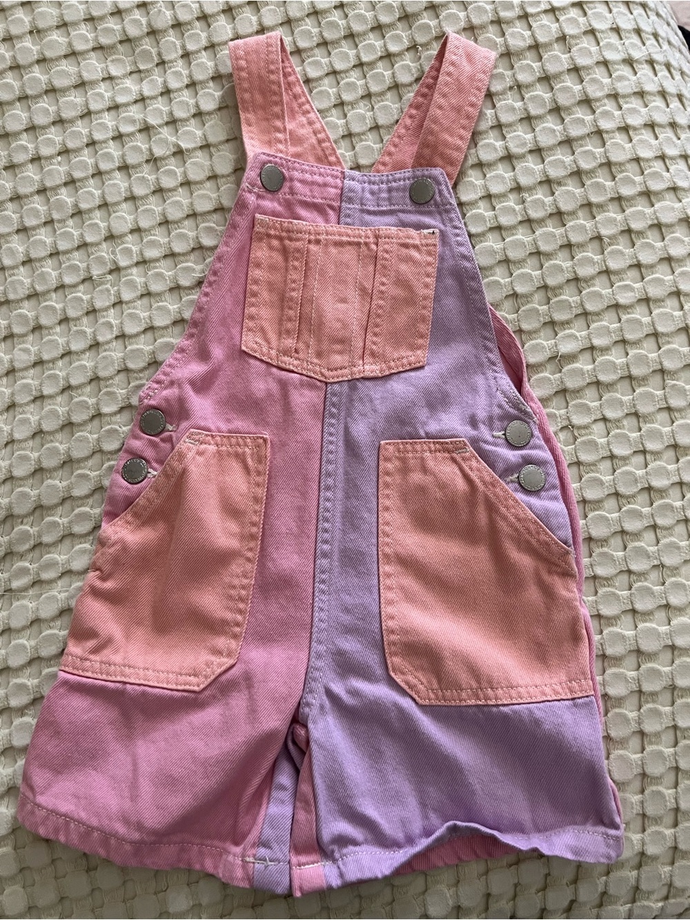 Cotton On kids Pink and Lavender Colorblock Short Overalls